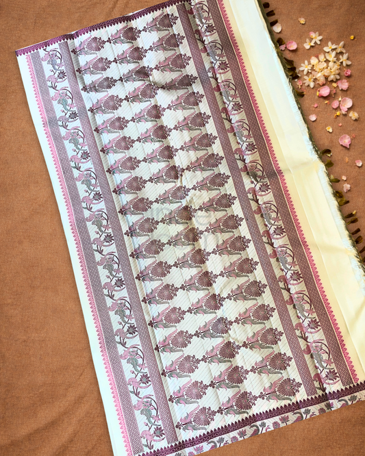 Silk Mark Certified Handloom Kanjivaram Silk Saree | Warm Ivory