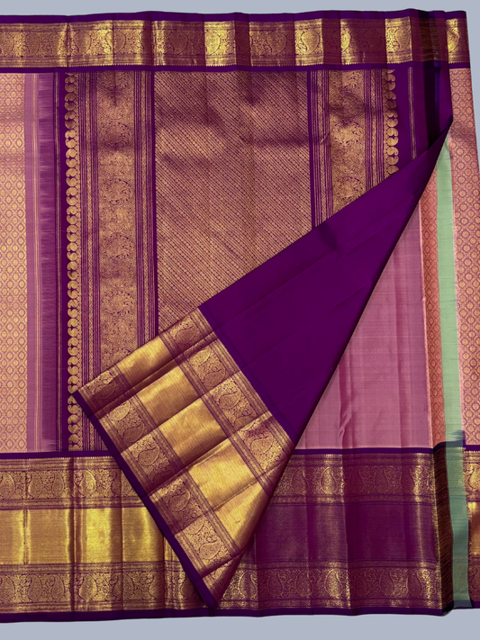 Pure Handwoven Gadwal Silk Saree With Pastel Purple - 010