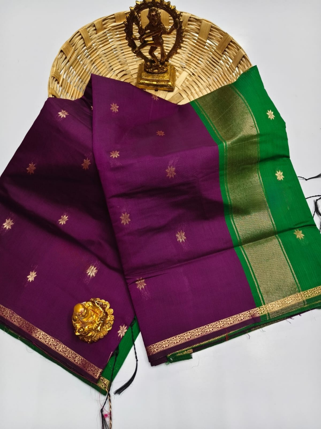 Maheshwari Silk Cotton Saree – Festive Elegance |Wine Purple