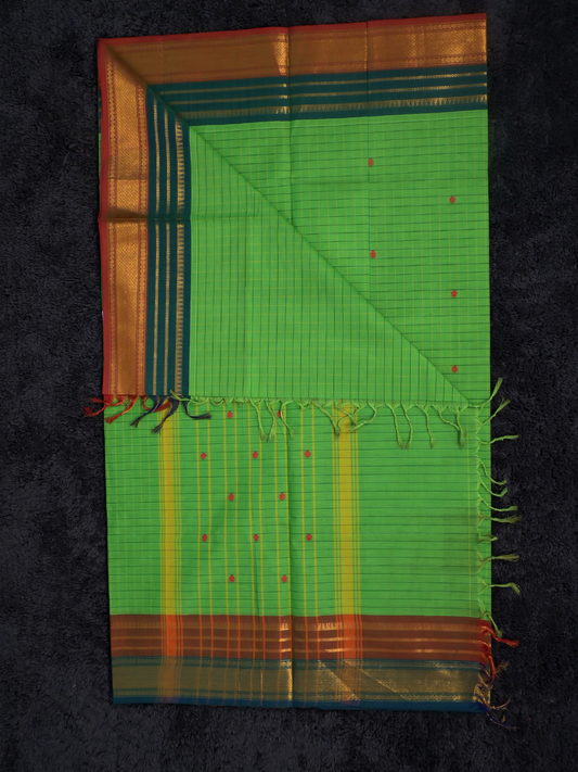 Kanchi Cotton|Green & Teal Blue