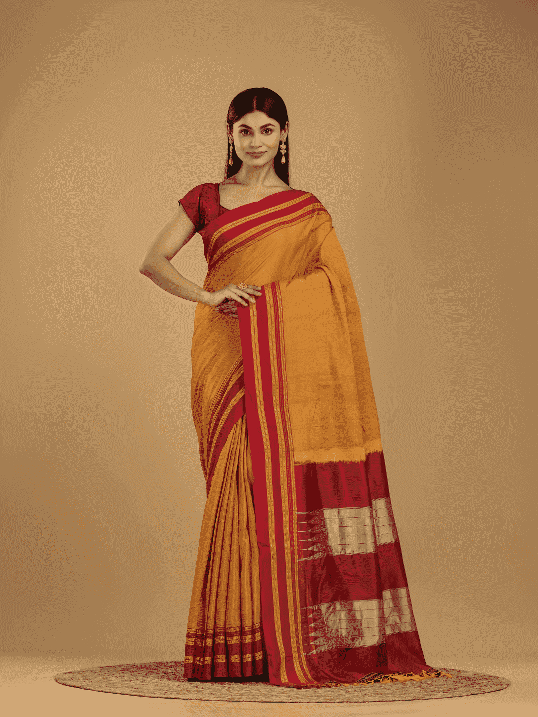 Pure Ilkal Saree With Sun Yellow and Red Border - 051
