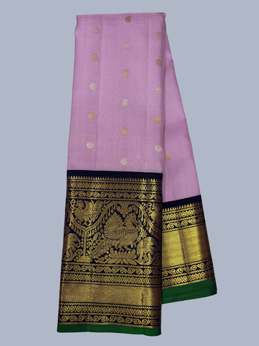 Pure Handwoven Gadwal Silk Saree With Pastel Purple - 026