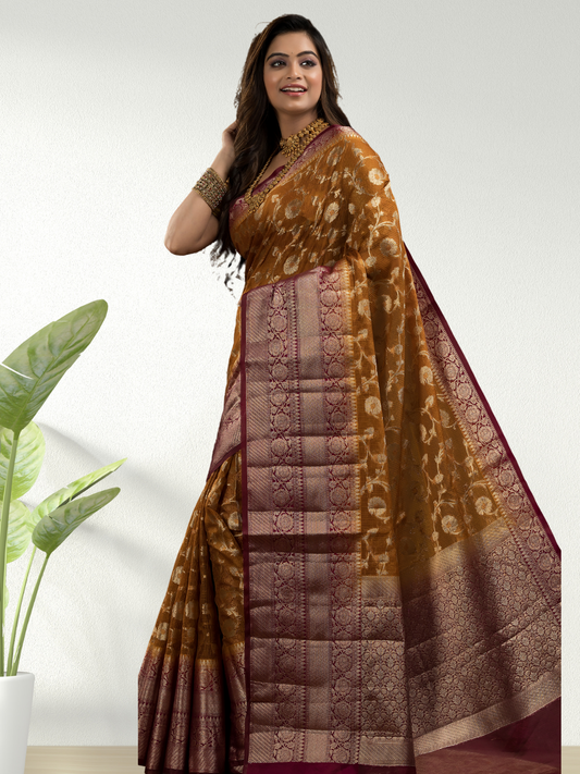Dijon Yellow Cotton Silk Saree - 012