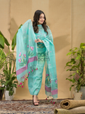 Sky Blue Jamdani 2-Piece Set Kurti & Dupatta (UNSTITCHED) -782
