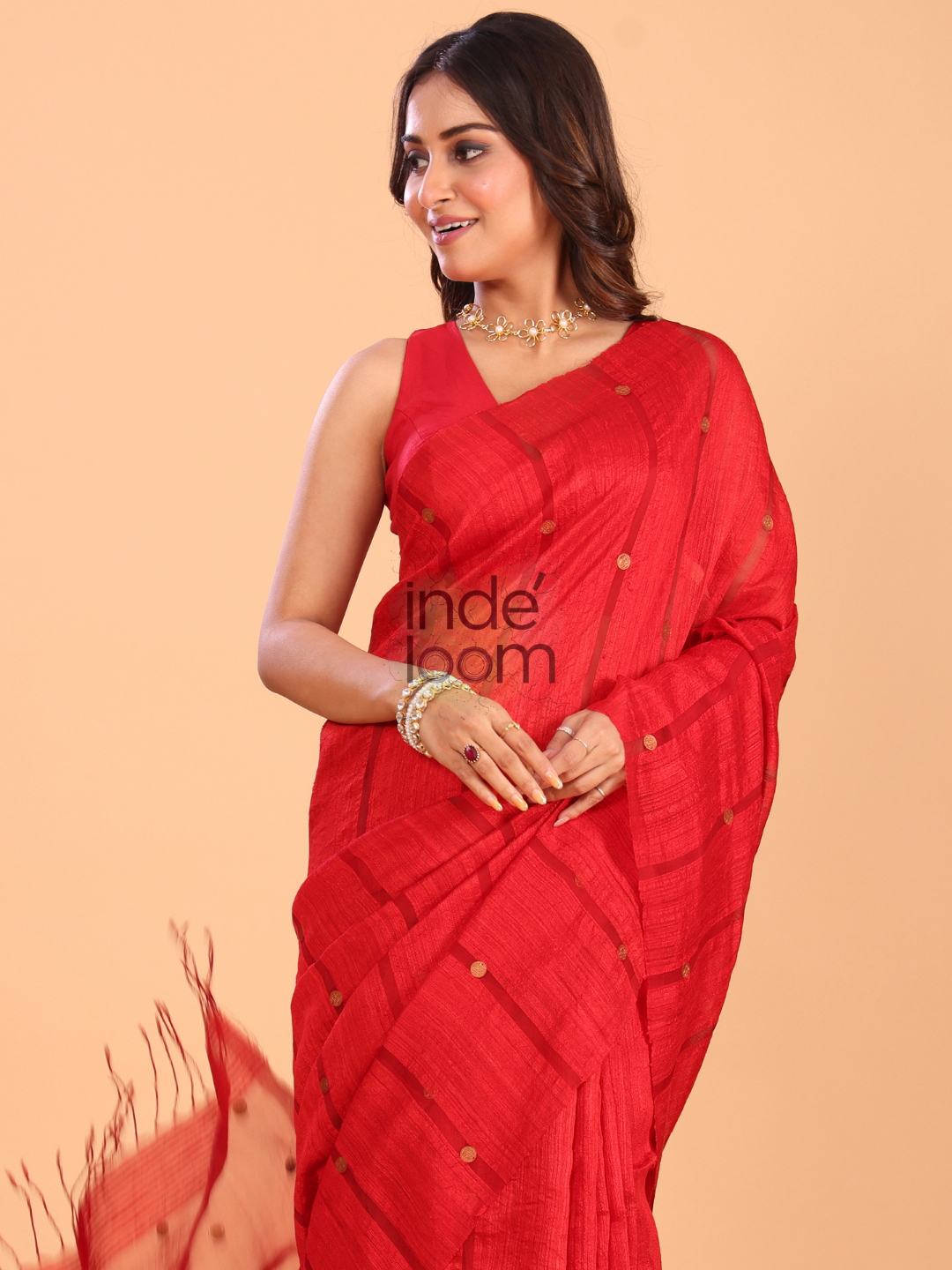 Matka Silk Saree With Classic Red - 137