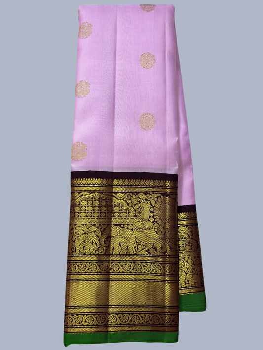 Pure Handwoven Gadwal Silk Saree With Pastel Pink - 024