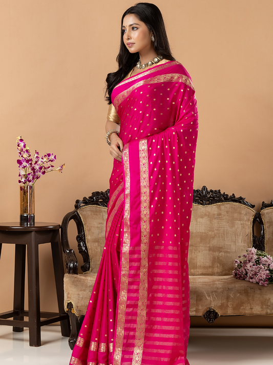 Classic Mysore Semi Silk Saree | Fuchsia Pink