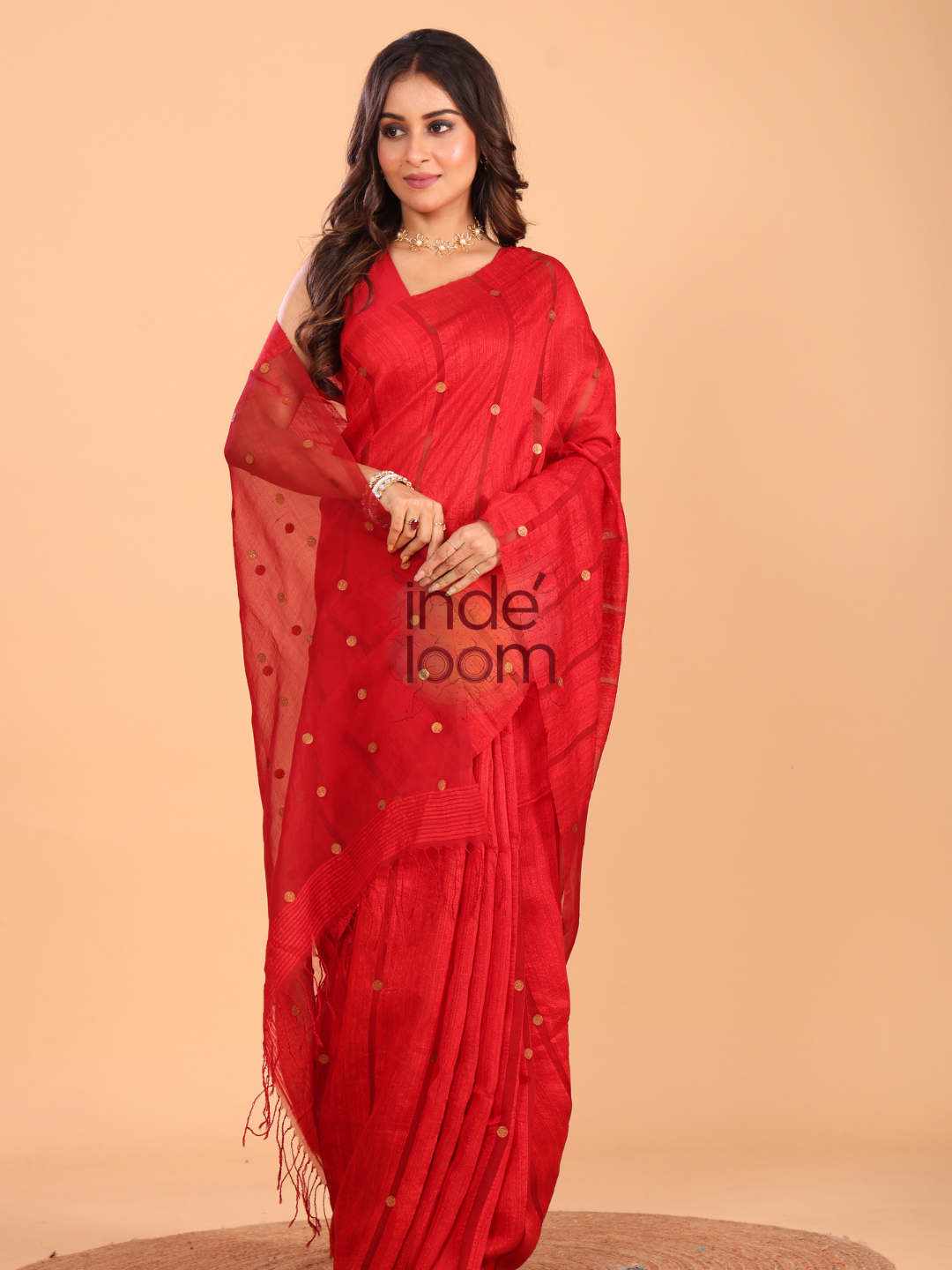 Matka Silk Saree With Classic Red - 137