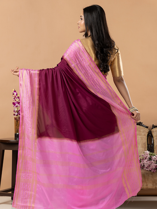 Classic Mysore Semi Silk Saree | Deep Magenta