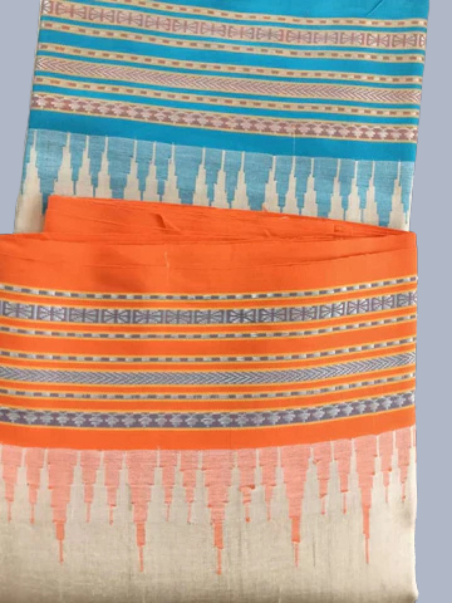 Pumpkin Orange Handloom Vidarbha Tussar Silk Saree with Multicolor Contrast Border -085