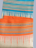 Pumpkin Orange Handloom Vidarbha Tussar Silk Saree with Multicolor Contrast Border -085