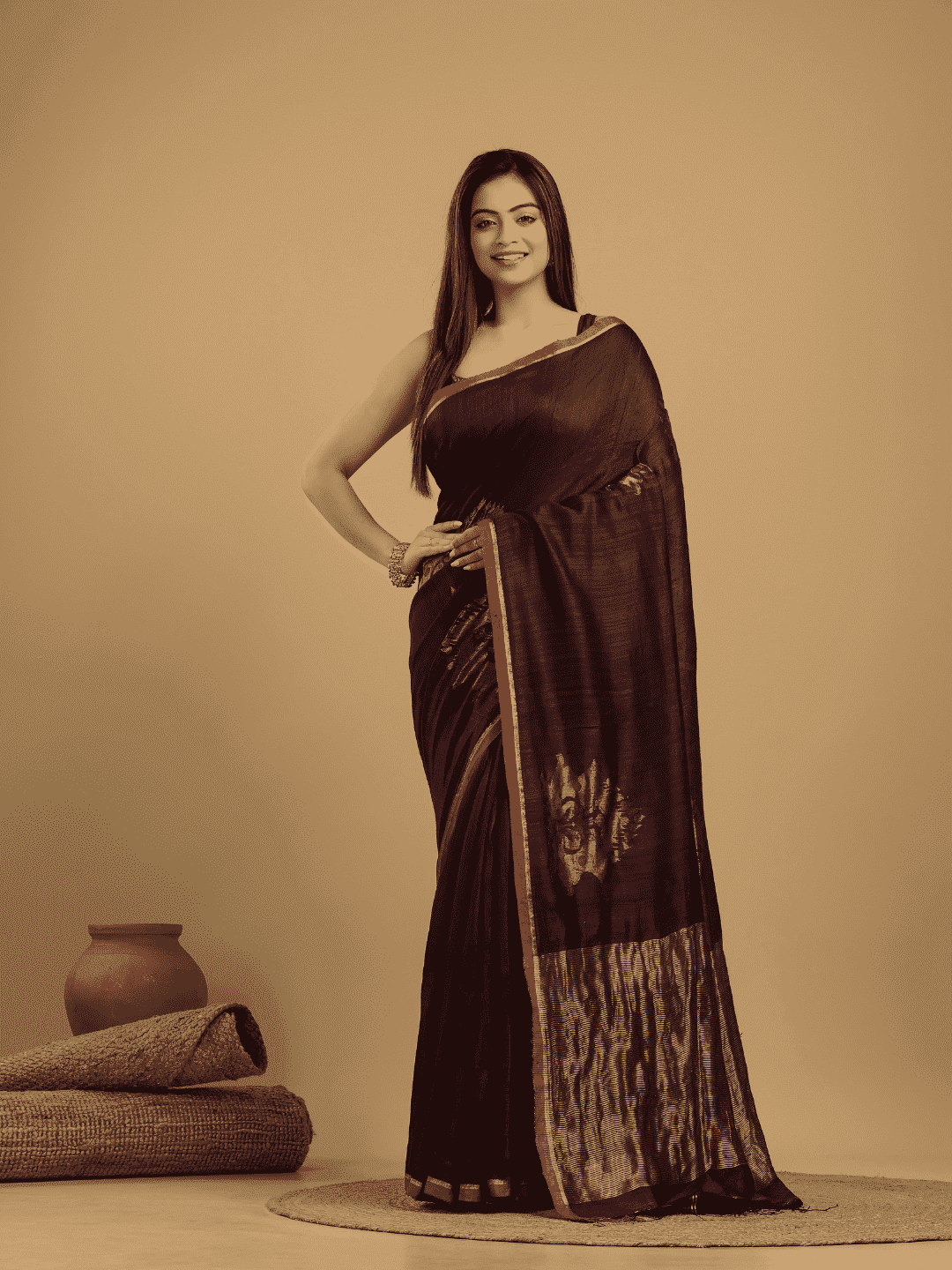 Wine Red Matka Silk Jamdani Saree - 040