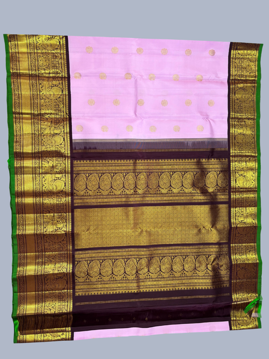 Pure Handwoven Gadwal Silk Saree With Pastel Pink - 024
