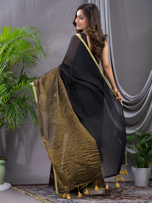 Tissue Silk Saree With True Black - 012