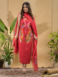 Apple Red Jamdani 2-Piece Set Kurti & Dupatta (UNSTITCHED) -772