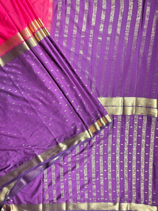 Classic Mysore Semi Silk Saree | Hot Pink