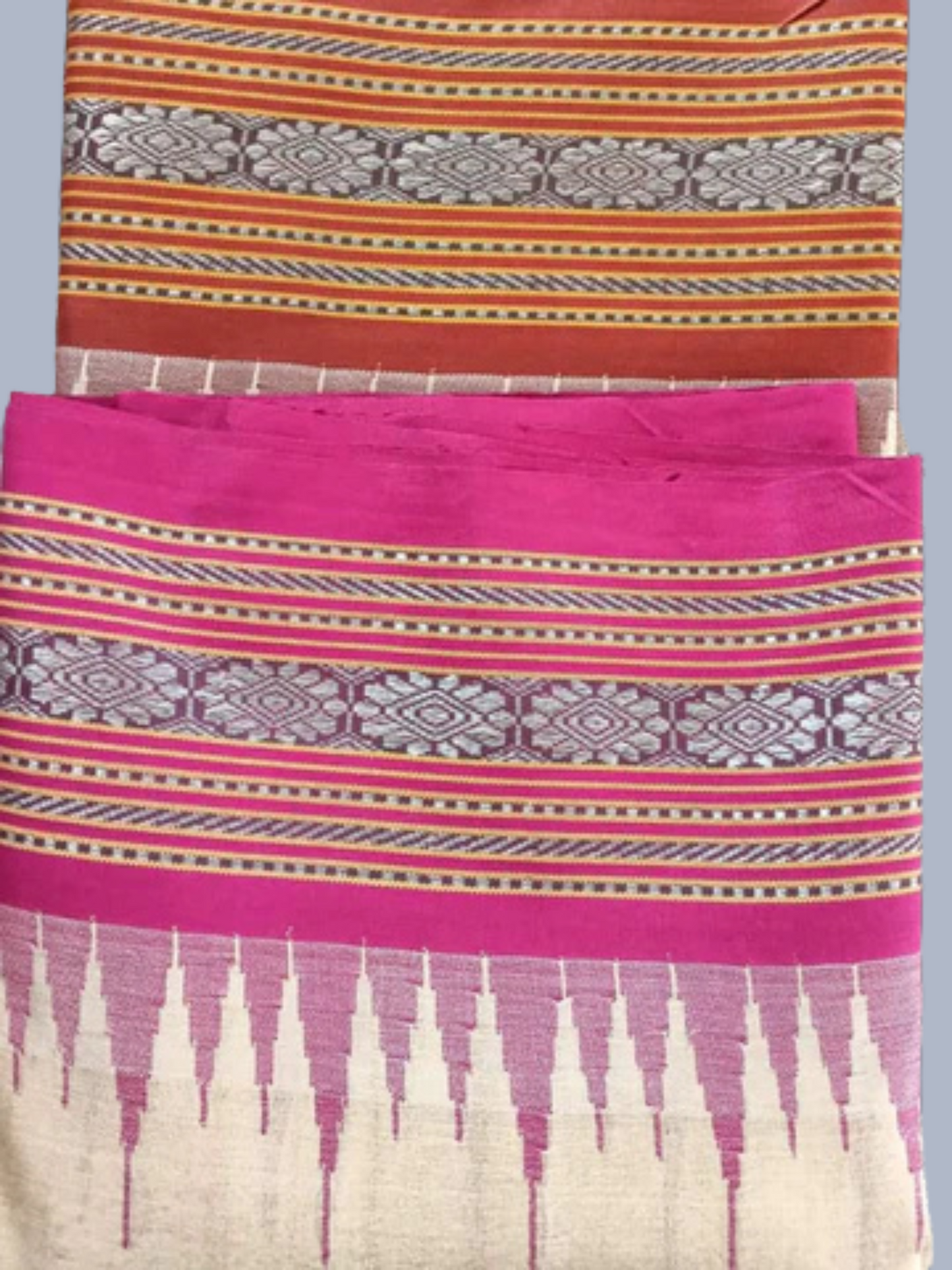 Light Pink Handloom Vidarbha Tussar Silk Saree with Multicolor Contrast Border -079
