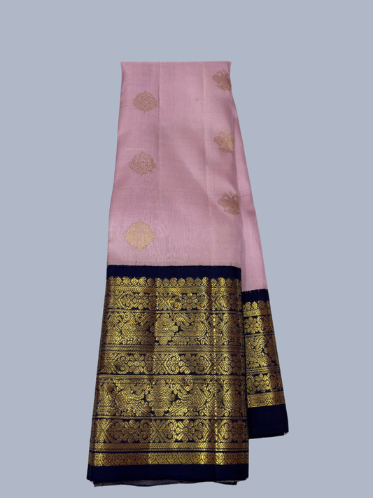 Pure Handwoven Gadwal Silk Saree With Light Pink - 028