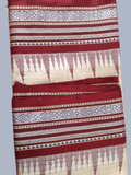 Blood Red Handloom Vidarbha Tussar Silk Saree with Multicolor Contrast Border -078