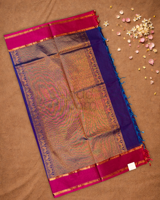 Chettinad Cotton Saree | Sapphire Blue