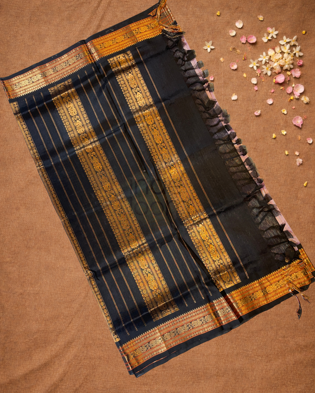 Handloom Korvai Silk Cotton Saree | Baby Pink