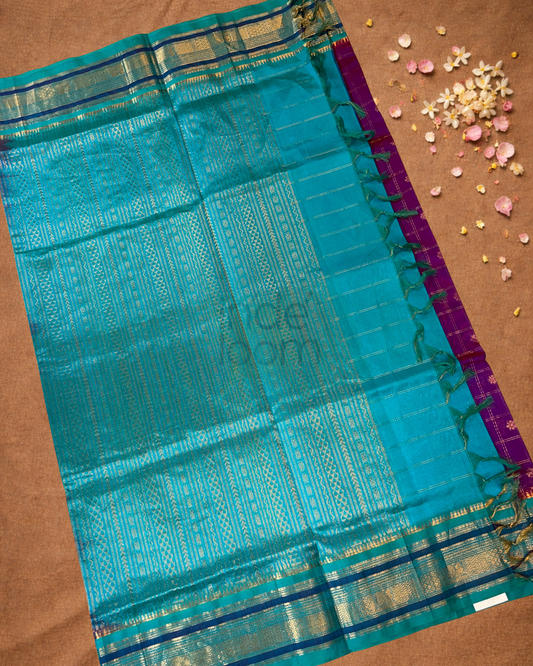 Pure Handloom Korvai Saree | Voilet Purple