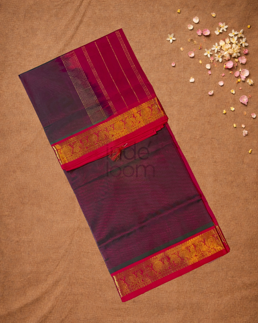 Pure Handloom Korvai Saree | Mulberry Purple