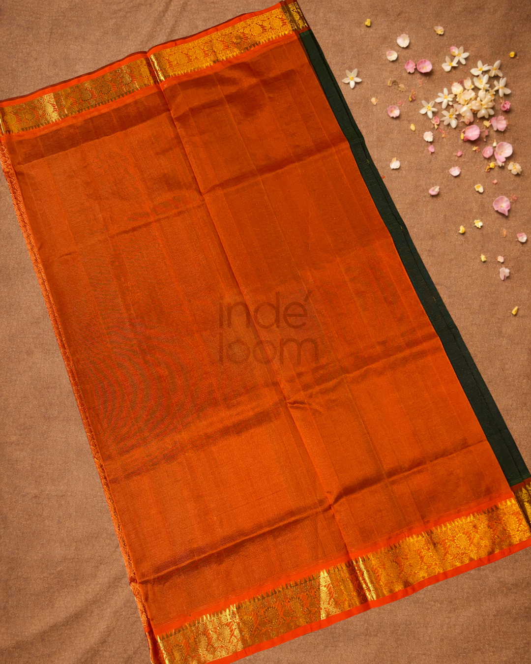 Handloom Korvai Silk Cotton Saree | Bottle Green