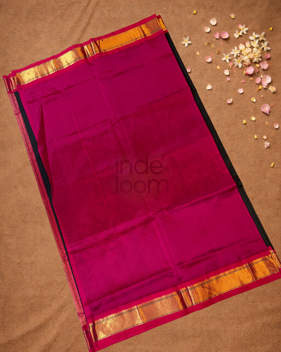 Handloom Korvai Silk Cotton Saree | Midnight Black