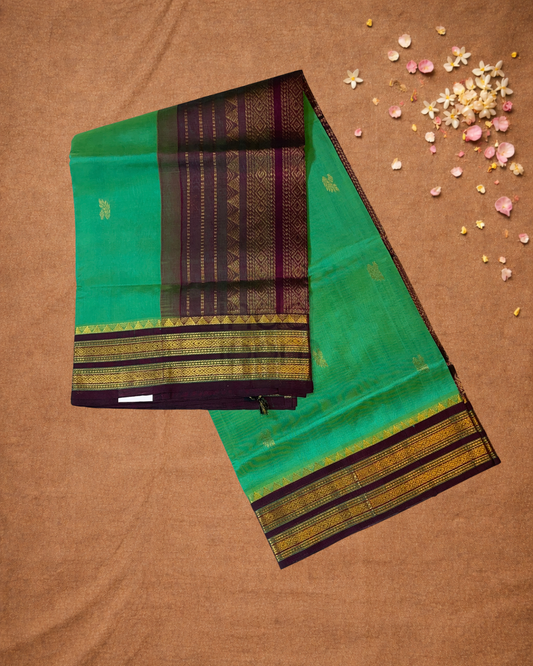 Pure Handloom Korvai Saree | Lime Green