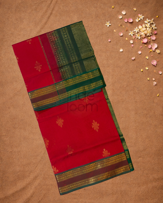 Handloom Korvai Silk Cotton Saree | Magenta Pink