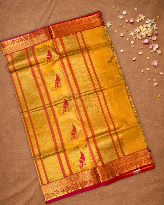 Chettinad Cotton Saree | Mustard Yellow