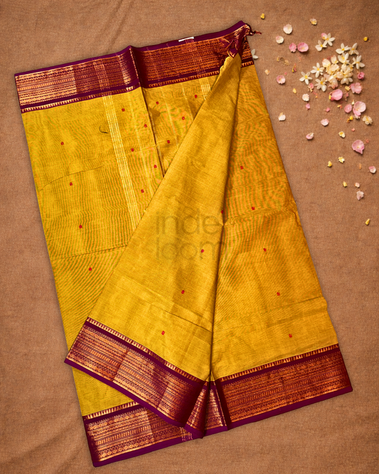 Chettinad Cotton Saree | Mustard Yellow