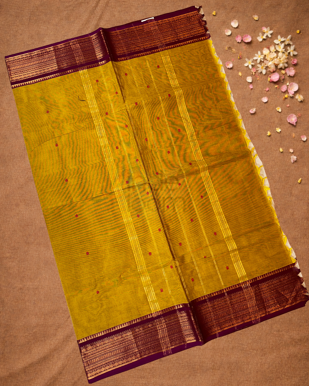 Chettinad Cotton Saree | Mustard Yellow