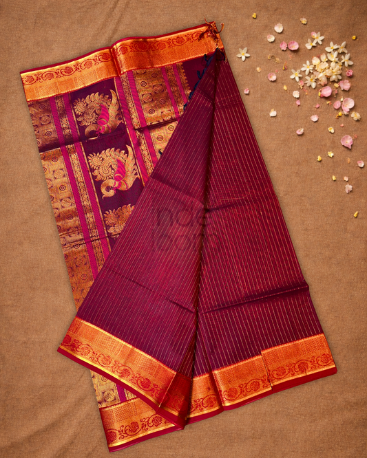 Chettinad Cotton Saree | Maroon Red