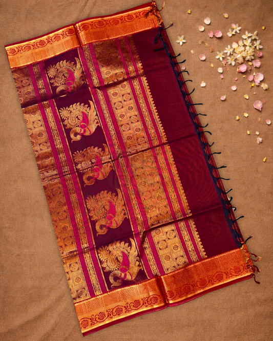Chettinad Cotton Saree | Maroon Red