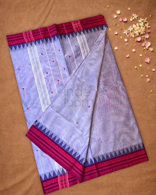 Chettinad Cotton Saree | Light Steel Blue