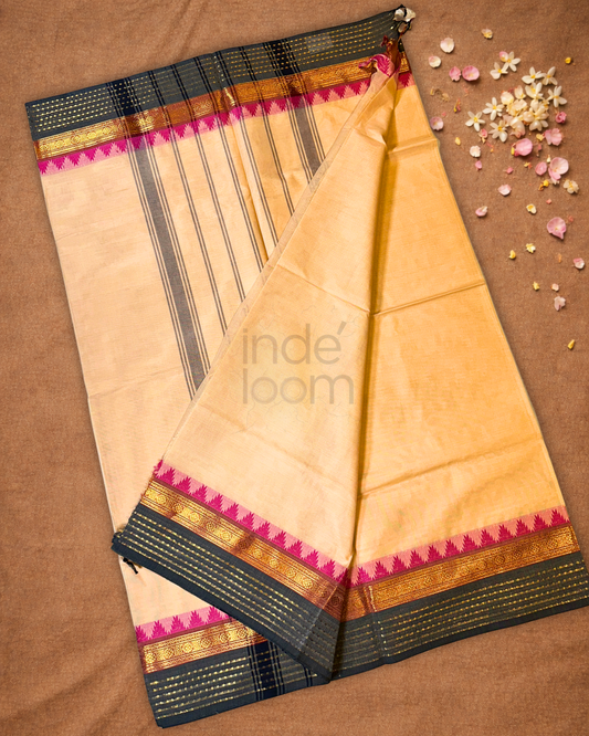Chettinad Cotton Saree | Peach Orange