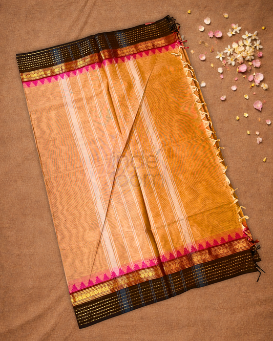 Chettinad Cotton Saree | Copper Orange