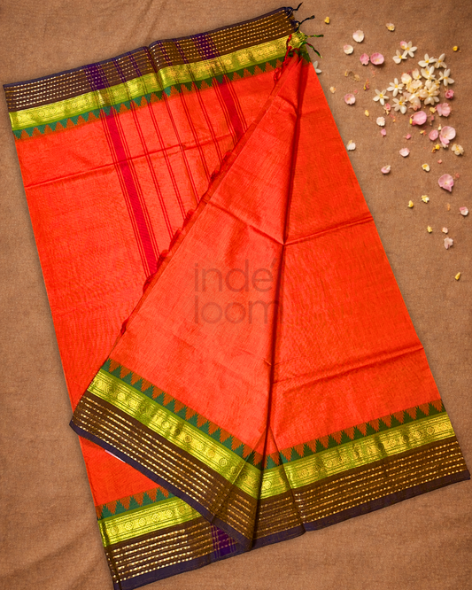 Chettinad Cotton Saree | Burnt Orange
