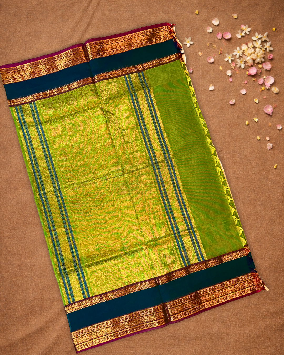 Chettinad Cotton Saree | Lime Green