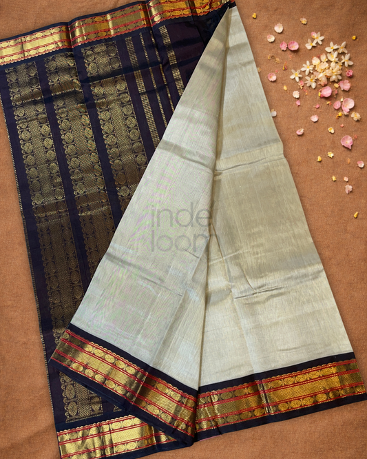 Handloom Korvai Silk Cotton Saree | Pistachio Green