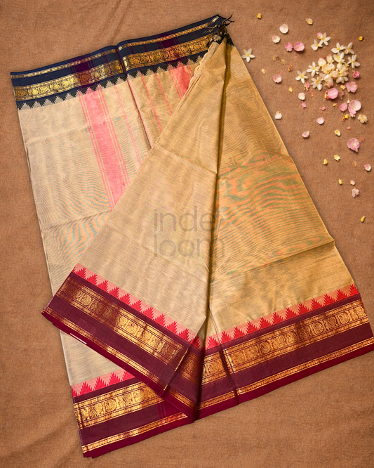 Chettinad Cotton Saree | Tan Brown