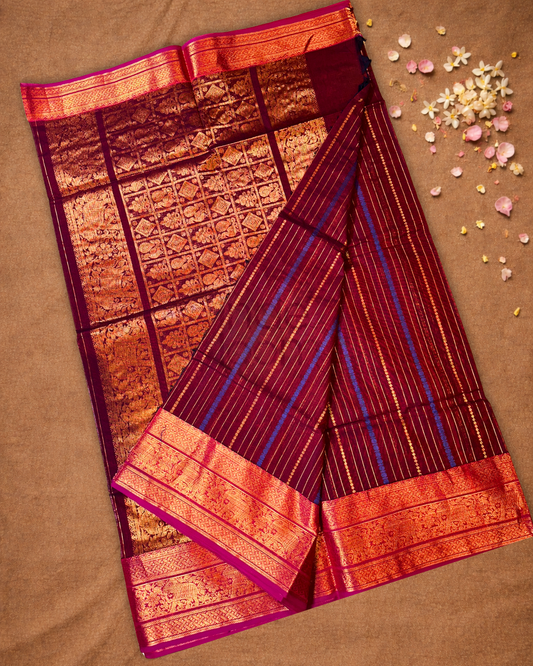 Chettinad Cotton Saree | Maroon Red