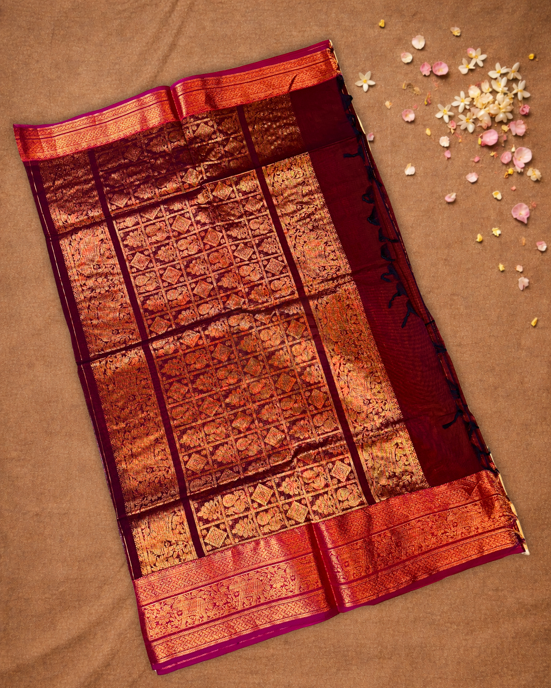 Chettinad Cotton Saree | Maroon Red