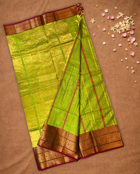 Chettinad Cotton Saree | Lime Green