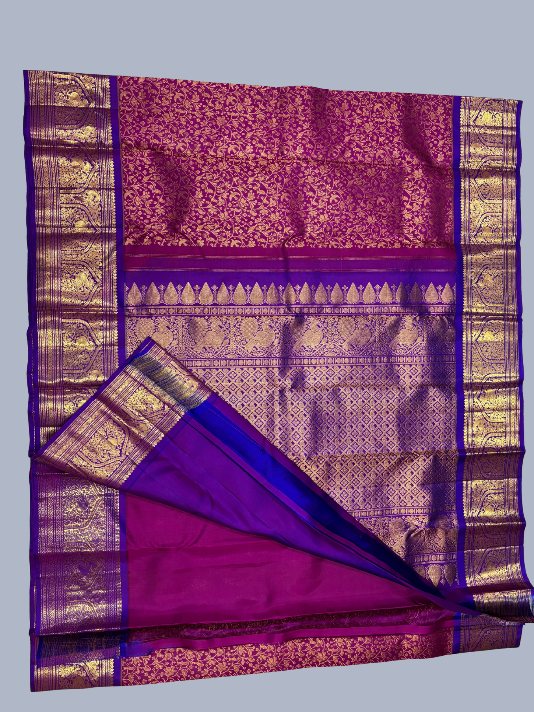 Handwoven Pure Gadwal Silk Saree | Orchid Purple