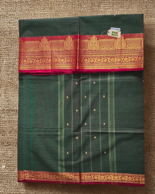 Kanchi Cotton|Green & Red