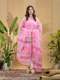 Rose Pink Jamdani 2-Piece Set Kurti & Dupatta (UNSTITCHED) -692