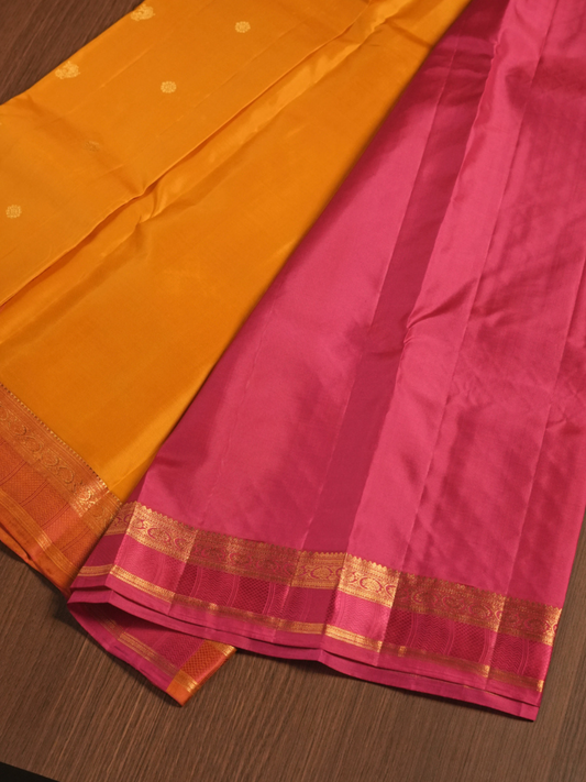 Silk Mark Certified Handloom Kanjivaram Silk Saree | Mustard Yellow
